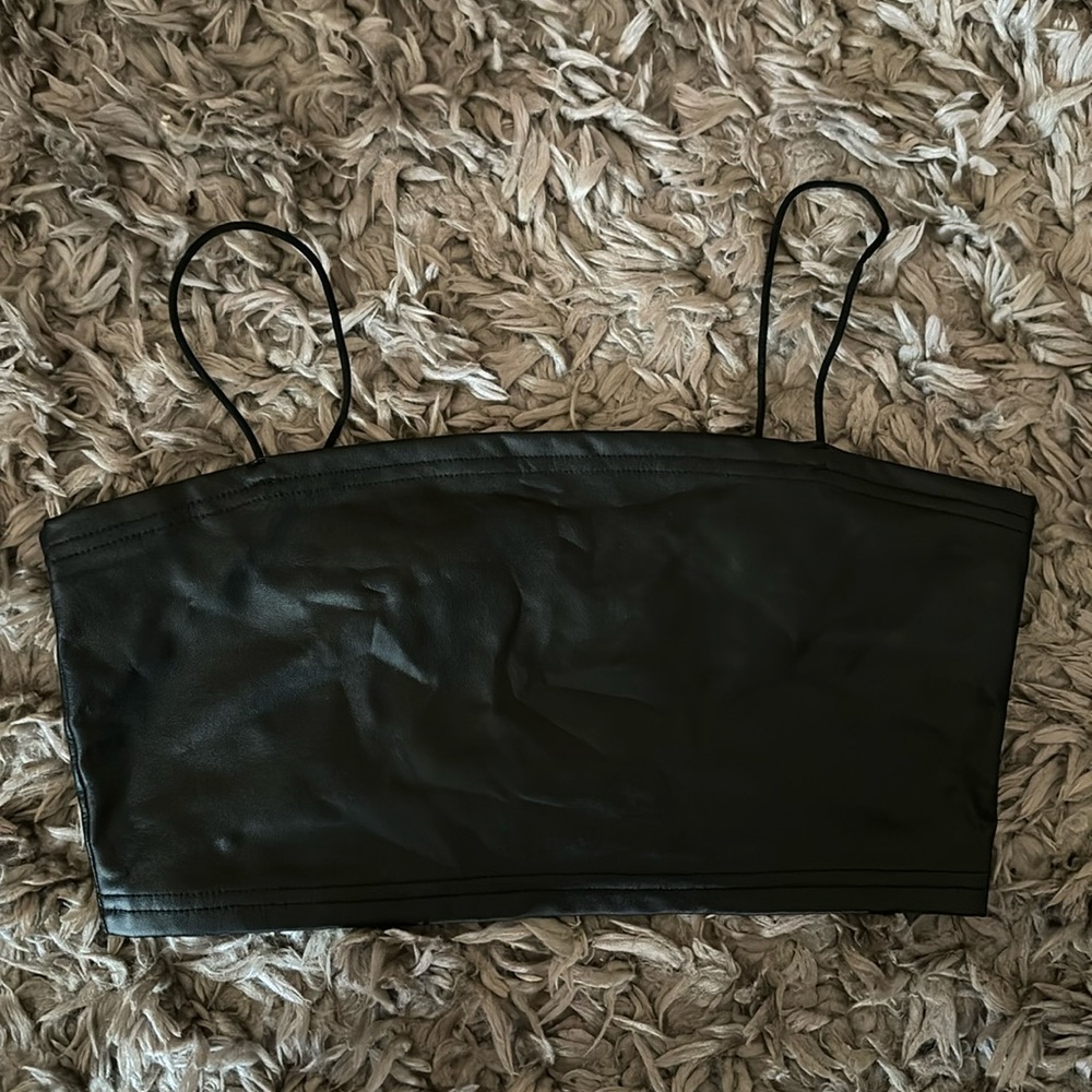 Faux leather tube top